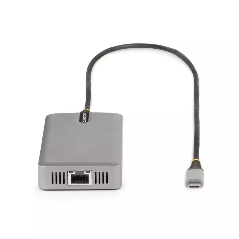 StarTech.com Adaptador multiporta USB-C para três monitores, HDMI e DisplayPort duplo 4K 60Hz + 4K 30Hz, hub USB de 3 portas 10Gbps, 100W PD Pass-Through, GbE, dock de viagem, Windows e ChromeOS