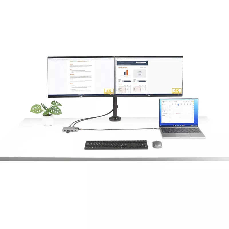 StarTech.com Adaptador multiporta USB-C para três monitores, HDMI e DisplayPort duplo 4K 60Hz + 4K 30Hz, hub USB de 3 portas 10Gbps, 100W PD Pass-Through, GbE, dock de viagem, Windows e ChromeOS