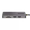 StarTech.com Adaptador multiporta USB-C, vídeo HDMI duplo, 4K 60Hz, hub USB-A de 2 portas 5 Gbit/s, 100 W Power Delivery Pass-Through/GbE/SD/MicroSD, cabo de 30 cm, dock de viagem, dock para portátil