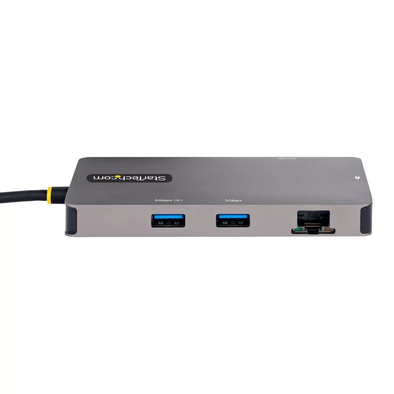 StarTech.com Adaptador multiporta USB-C, vídeo HDMI duplo, 4K 60Hz, hub USB-A de 2 portas 5 Gbit/s, 100 W Power Delivery Pass-Through/GbE/SD/MicroSD, cabo de 30 cm, dock de viagem, dock para portátil