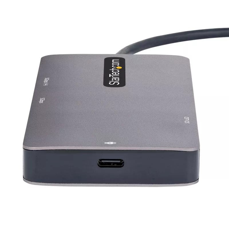 StarTech.com Adaptador multiporta USB-C, vídeo HDMI duplo, 4K 60Hz, hub USB-A de 2 portas 5 Gbit/s, 100 W Power Delivery Pass-Through/GbE/SD/MicroSD, cabo de 30 cm, dock de viagem, dock para portátil