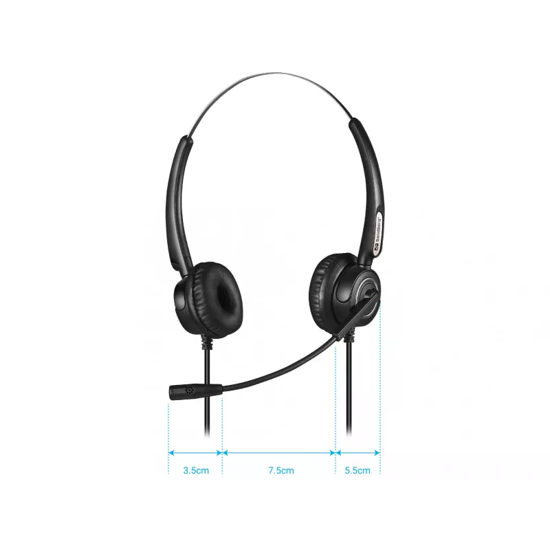 Sandberg Headset USB Office Pro Stereo, com fios, escritório/call center, 20 - 20000 Hz, 115 g, headset, preto