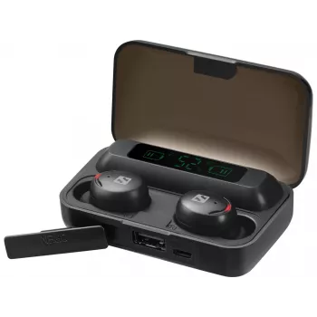 Sandberg Earbuds sem fios + powerbank, True Wireless Stereo (TWS), 20 - 20000 Hz, chamadas/música, headset, preto