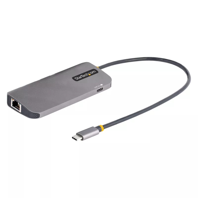 StarTech.com Adaptador multiporta USB-C, vídeo HDMI 4K 60Hz, hub USB de 3 portas 5Gbps, 100W Power Delivery Pass-Through, GbE, cabo de 30 cm, mini dock de viagem, dock para portátil