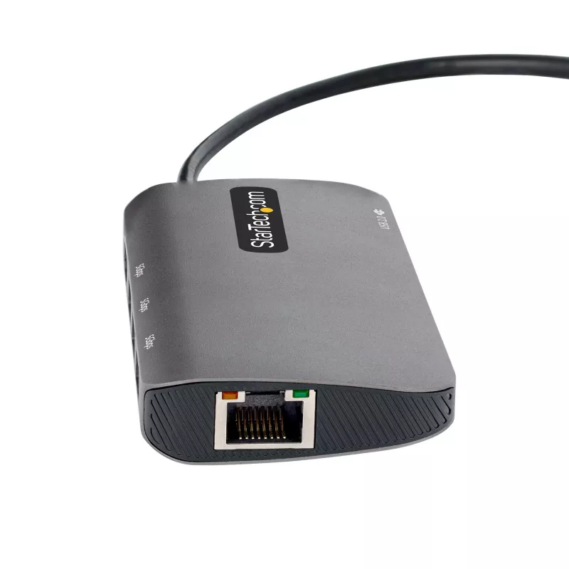 StarTech.com Adaptador multiporta USB-C, vídeo HDMI 4K 60Hz, hub USB de 3 portas 5Gbps, 100W Power Delivery Pass-Through, GbE, cabo de 30 cm, mini dock de viagem, dock para portátil