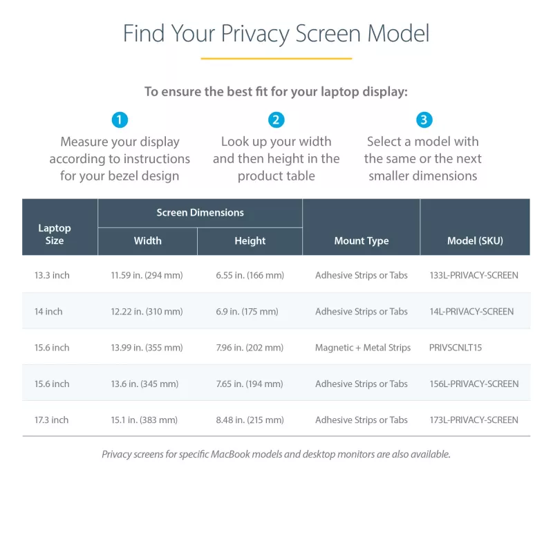 StarTech.com Filtro de privacidade para portátil 33,8 cm (13,3 polegadas) – proteção de ecrã antirreflexo para ecrãs widescreen (16:9) – película de proteção de ecrã para portátil com redução de 51% de luz azul – lado mate/brilhante reversível