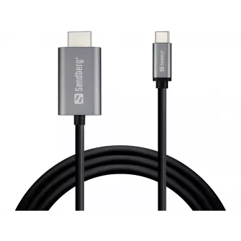 Cabo Sandberg USB-C para HDMI 2M, 2 m, USB Type-C, HDMI, macho, macho, reto