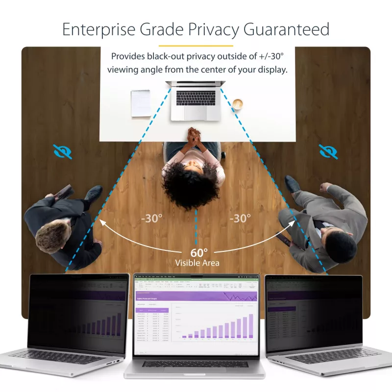 Película de proteção de ecrã StarTech.com para portátil MacBook Air M2/M3 de 13 polegadas, filtro de privacidade removível e reversível antirreflexo, proteção magnética para ecrã de portátil com redução de 51% de luz azul
