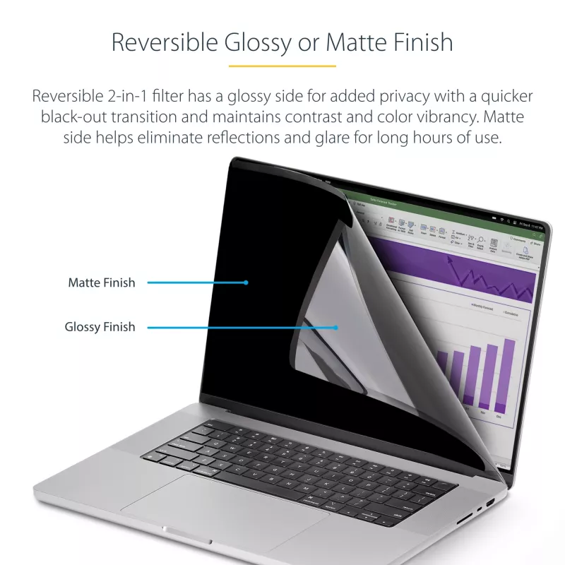Película de proteção de ecrã StarTech.com para portátil MacBook Air M2/M3 de 13 polegadas, filtro de privacidade removível e reversível antirreflexo, proteção magnética para ecrã de portátil com redução de 51% de luz azul