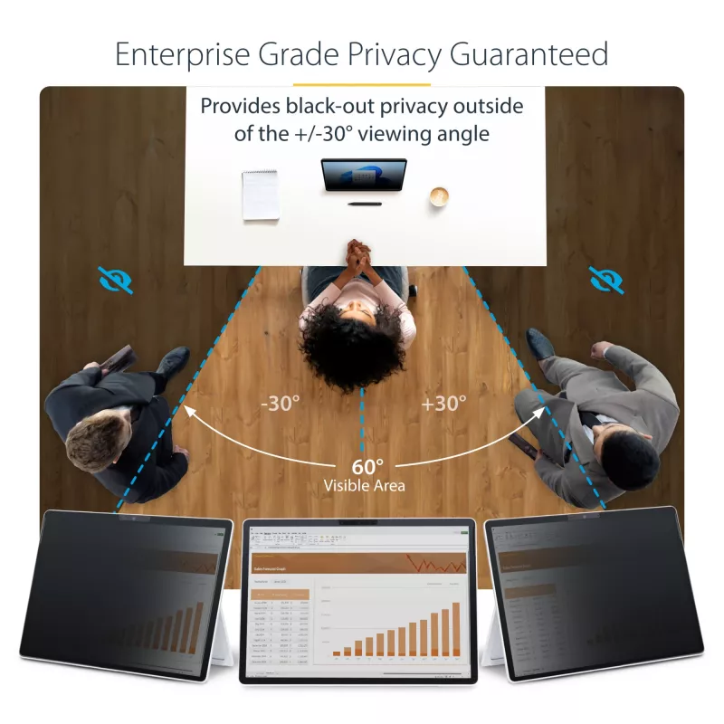 Filtro de privacidade de 4 vias StarTech.com para portátil Surface Pro 8/9/X de 13 polegadas, horizontal/vertical, compatível com toque, ângulo de visão de +/- 30°, bloqueia até 51% de luz azul, antirreflexo