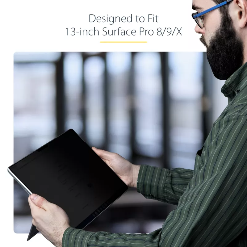 Filtro de privacidade de 4 vias StarTech.com para portátil Surface Pro 8/9/X de 13 polegadas, horizontal/vertical, compatível com toque, ângulo de visão de +/- 30°, bloqueia até 51% de luz azul, antirreflexo