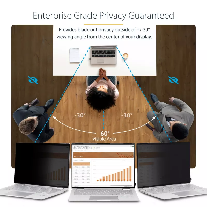 Película de privacidade flip-over StarTech.com de 14 polegadas 16:10 com toque, filtro de privacidade antirreflexo, proteção para ecrã de portátil com redução de 51% de luz azul