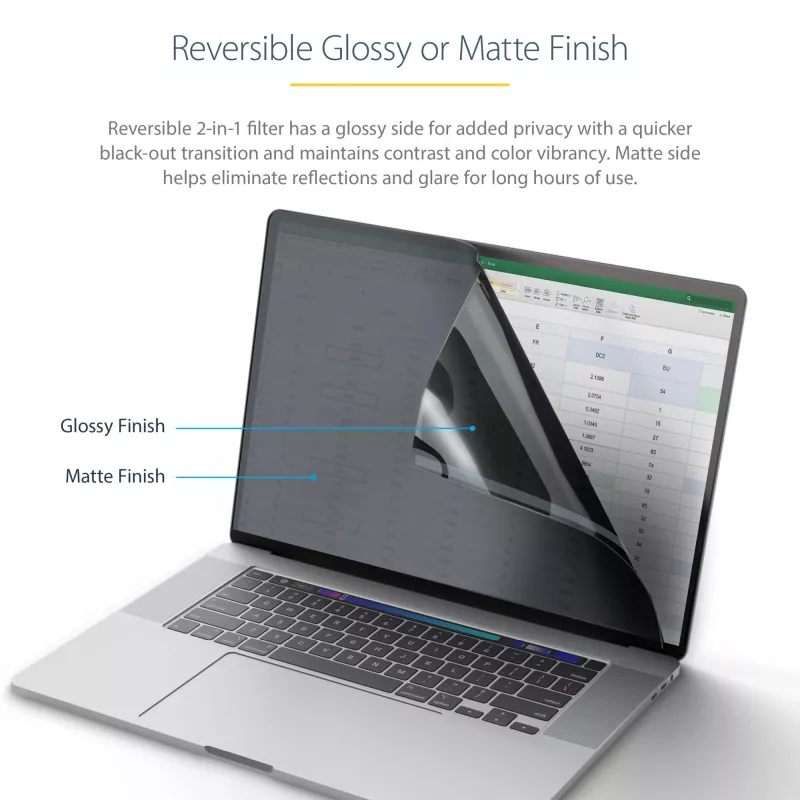 Película de privacidade StarTech.com para portátil MacBook Pro 21/23 de 14 polegadas, filtro de privacidade antirreflexo com redução de 51% de luz azul, proteção para ecrã com ângulo de visão de ±30°, lados reversíveis mate/brilhante