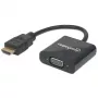 Manhattan 151467 conversor de HDMI para VGA, HDMI macho para VGA fêmea, porta de alimentação Micro-USB opcional, 22 cm, preto