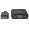 Manhattan 151467 conversor de HDMI para VGA, HDMI macho para VGA fêmea, porta de alimentação Micro-USB opcional, 22 cm, preto