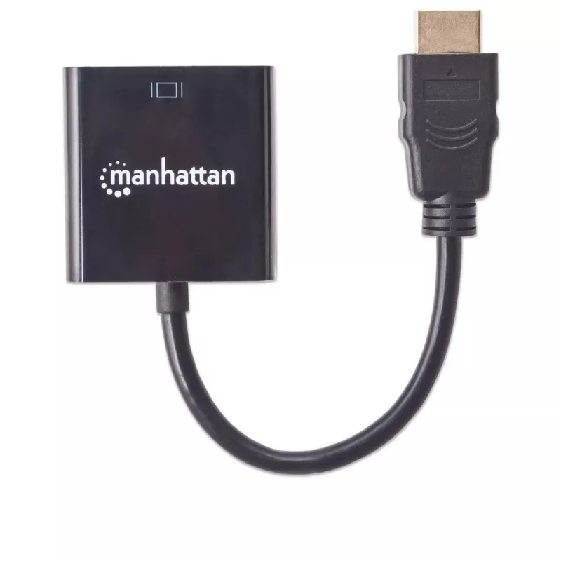 Manhattan 151467 conversor de HDMI para VGA, HDMI macho para VGA fêmea, porta de alimentação Micro-USB opcional, 22 cm, preto