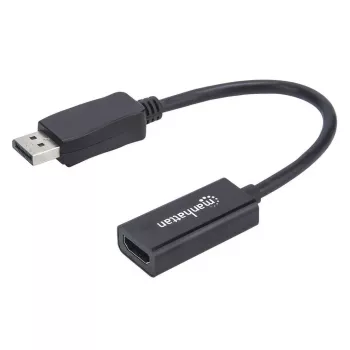 Cabo adaptador Manhattan DisplayPort 1.1 para HDMI, 1080p@60Hz, macho para fêmea, preto, cabo 15cm, DP com bloqueio, não bidirecional, três anos de garantia, equivalente a DP2HDMI