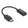 Cabo adaptador Manhattan DisplayPort 1.1 para HDMI, 1080p@60Hz, macho para fêmea, preto, cabo 15cm, DP com bloqueio, não bidirecional, três anos de garantia, equivalente a DP2HDMI