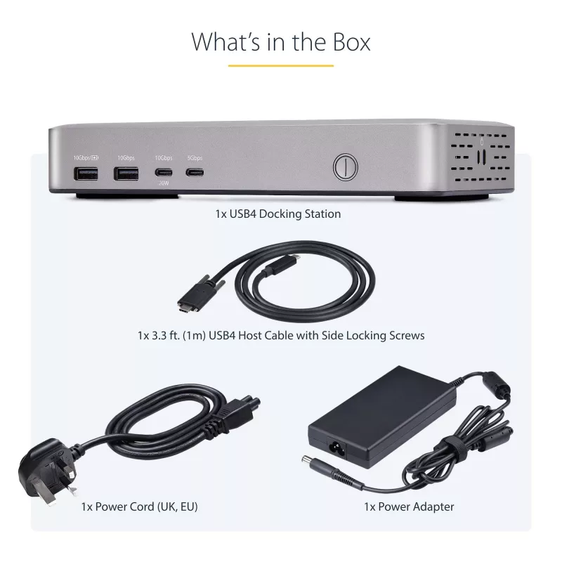 Docking station StarTech.com USB4 para dois monitores, HDMI duplo 4K 120Hz ou único 8K 60Hz, carregamento de portátil 100W, 2,5GbE, dock USB-C multi-monitor, sem drivers