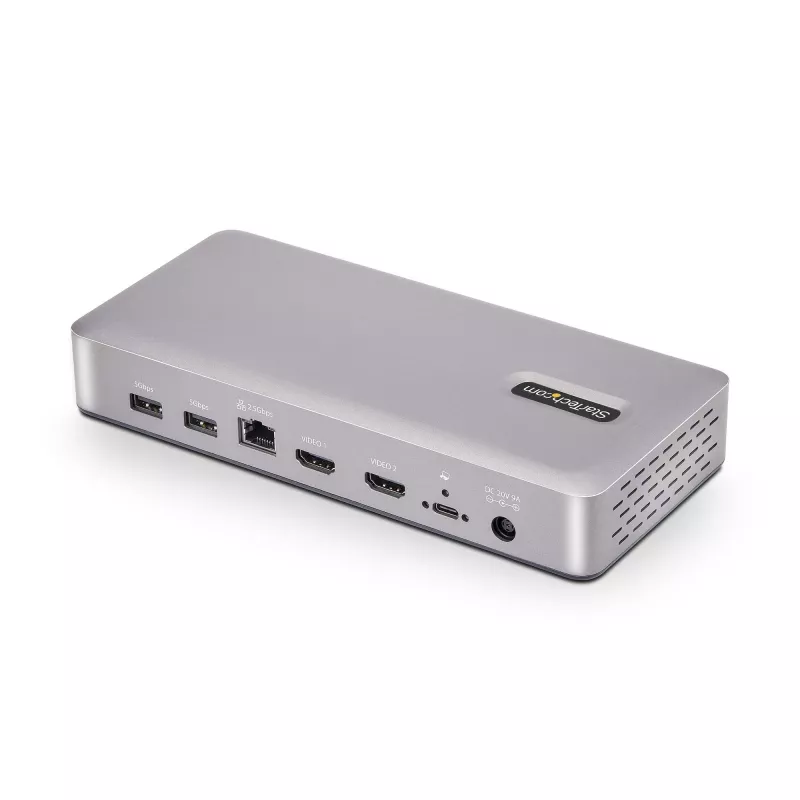 Docking station StarTech.com USB4 para dois monitores, HDMI duplo 4K 120Hz ou único 8K 60Hz, carregamento de portátil 100W, 2,5GbE, dock USB-C multi-monitor, sem drivers
