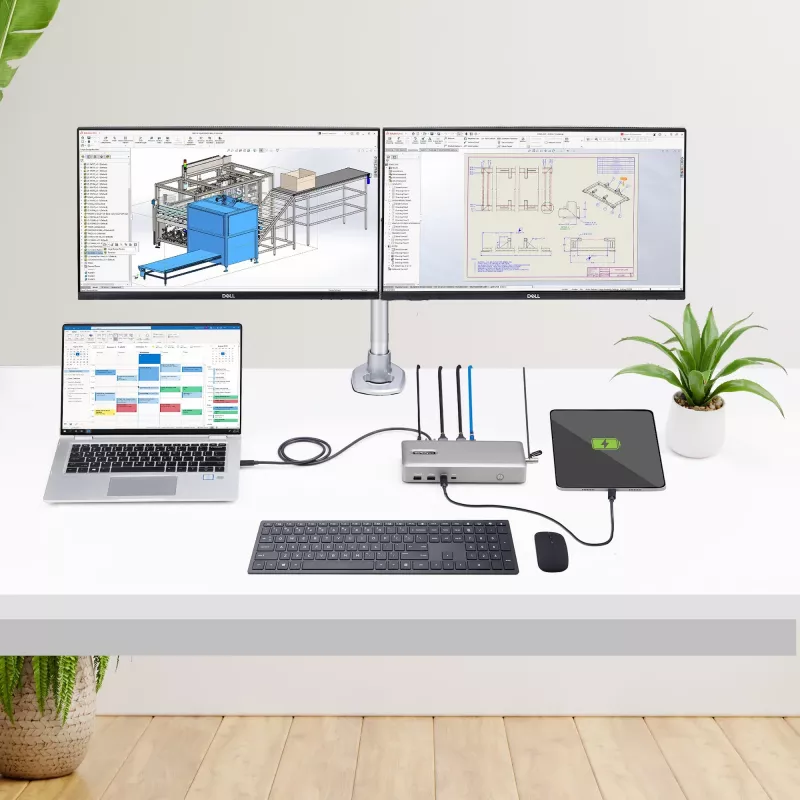 Docking station StarTech.com USB4 para dois monitores, HDMI duplo 4K 120Hz ou único 8K 60Hz, carregamento de portátil 100W, 2,5GbE, dock USB-C multi-monitor, sem drivers