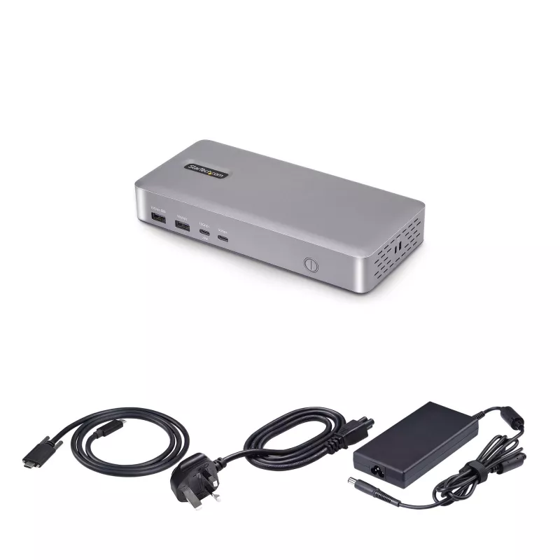 Docking station StarTech.com USB4 para dois monitores, HDMI duplo 4K 120Hz ou único 8K 60Hz, carregamento de portátil 100W, 2,5GbE, dock USB-C multi-monitor, sem drivers