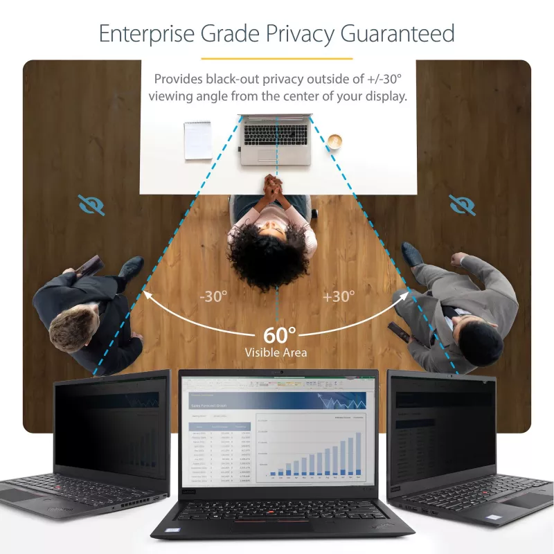 Filtro de privacidade StarTech.com para portátil 39,6 cm (15,6 polegadas) 16:9, proteção antirreflexo com redução de 51% de luz azul, proteção para ecrã de portátil com ângulo de visão de ±30 graus, mate/brilhante