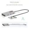 Adaptador multiportas StarTech.com USB-C com dongle USB-C para USB-A acoplado, HDMI duplo (4K30Hz/1080p60Hz), 3x USB-A 5Gbps, mini dock de viagem, docking station para portátil, cabo de 1,3ft/40cm