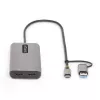 Adaptador multiportas StarTech.com USB-C com dongle USB-C para USB-A acoplado, HDMI duplo (4K30Hz/1080p60Hz), 3x USB-A 5Gbps, mini dock de viagem, docking station para portátil, cabo de 1,3ft/40cm
