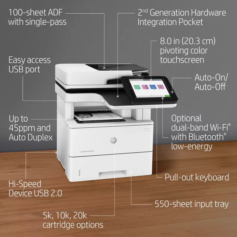HP LaserJet Enterprise MFP M528dn, laser, impressão mono, 1200 x 1200 DPI, A4, impressão direta, preto, branco