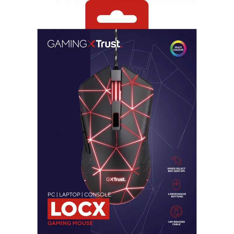 Rato gaming Trust GXT 133 Locx para destro USB Type-A ótico 4000 DPI