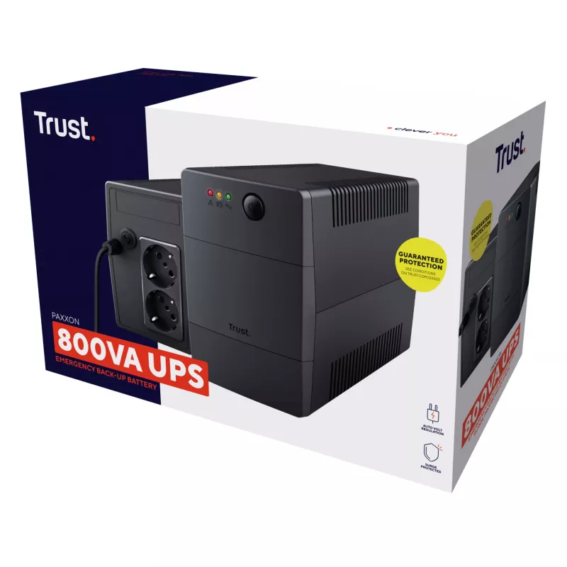 Fonte de alimentação ininterrupta (UPS) Trust Paxxon 0,8 kVA 480 W 2 saídas AC
