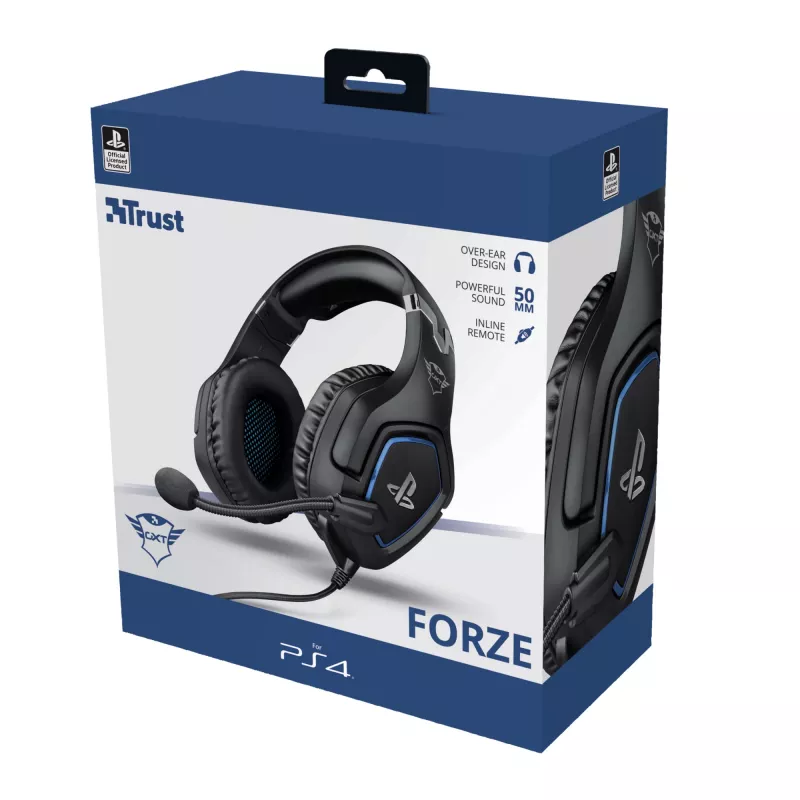Trust GXT 488 Forze PS4 Headset com fios, arco de cabeça, gaming, preto