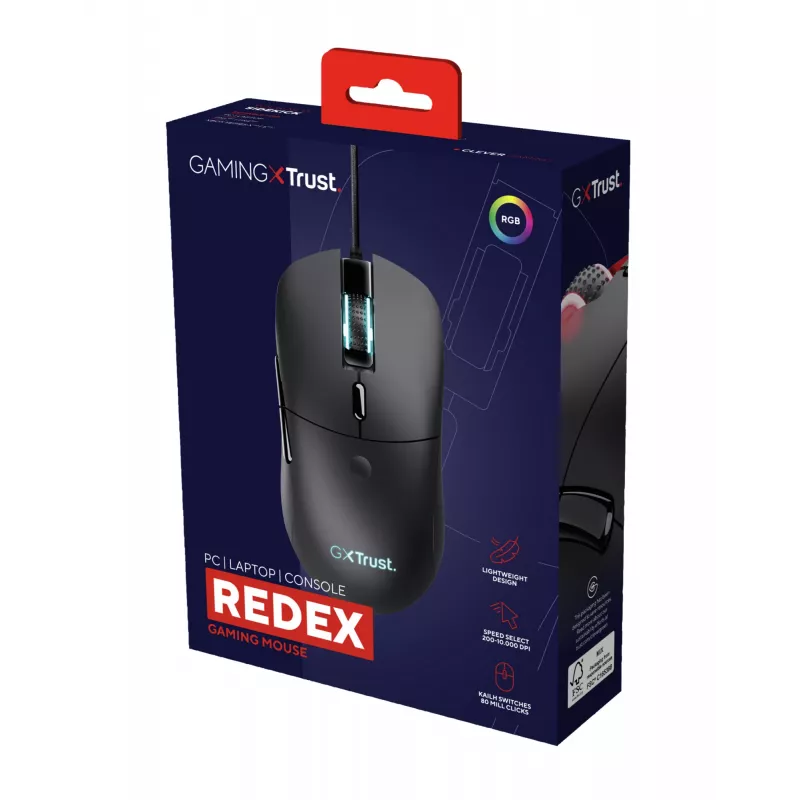 Trust GXT 981 Redex Rato gaming, destro, USB Type-A, ótico, 10000 DPI