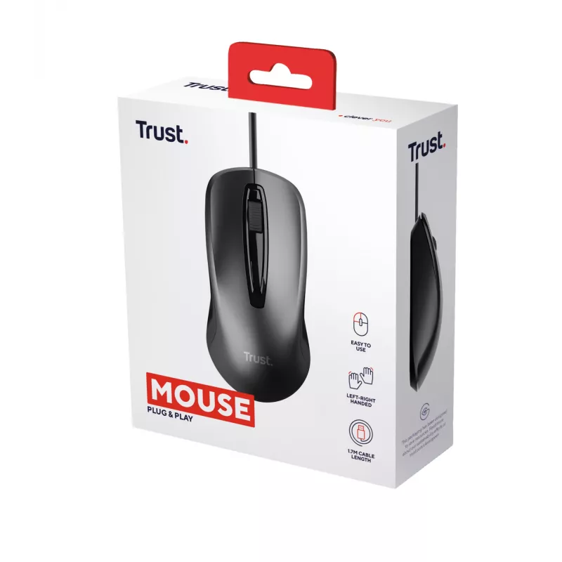 Trust 24657 Rato de escritório, ambidestro, USB Type-A, ótico, 1200 DPI