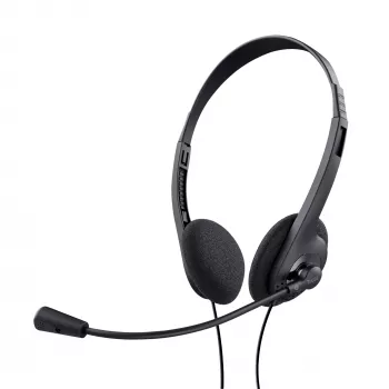 Trust 24659 Auscultadores/headset com fios, arco de cabeça, chamadas/música, preto