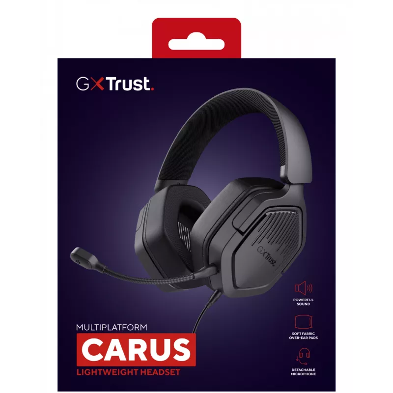 Trust GXT492 Carus Headset com fios, arco de cabeça, gaming, preto