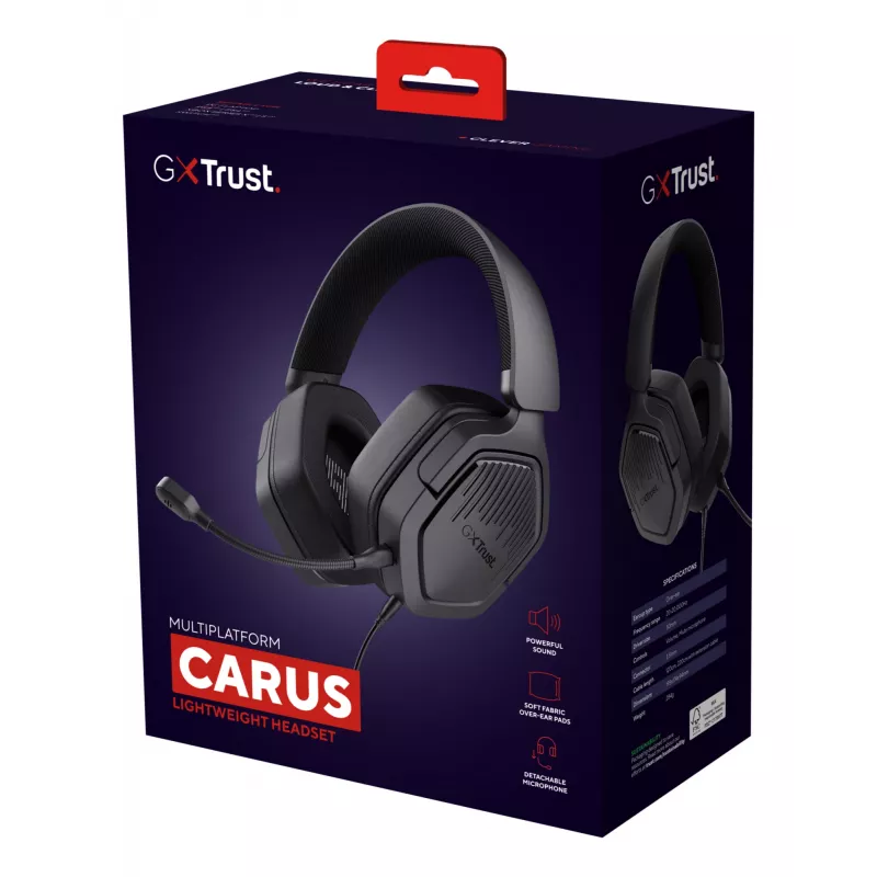 Trust GXT492 Carus Headset com fios, arco de cabeça, gaming, preto