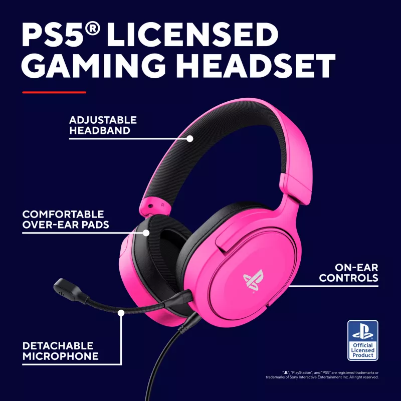 Trust GXT 498P Forta Headset com fios, arco de cabeça, gaming, rosa