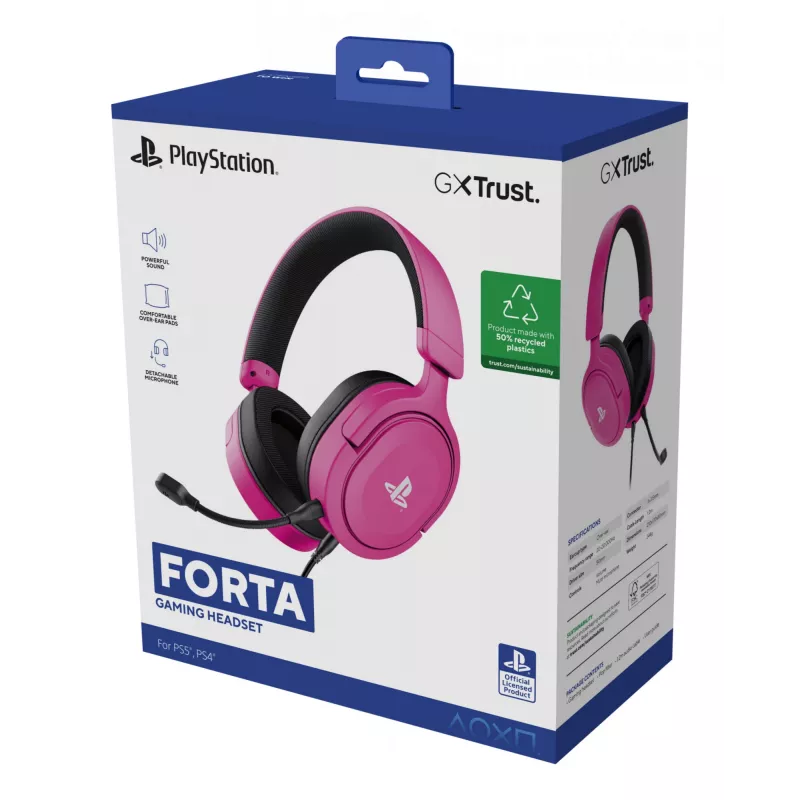 Trust GXT 498P Forta Headset com fios, arco de cabeça, gaming, rosa