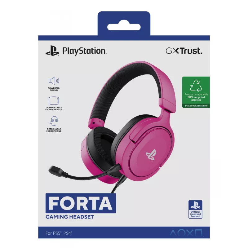 Trust GXT 498P Forta Headset com fios, arco de cabeça, gaming, rosa