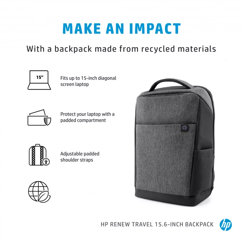 Mochila HP Renew Travel 15,6 polegadas, mochila, 650 g