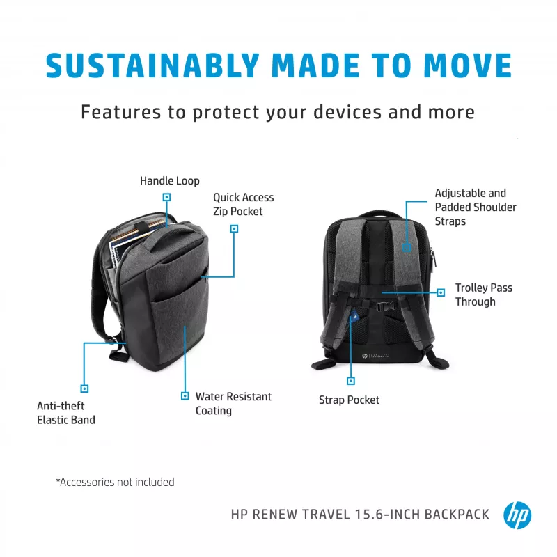 Mochila HP Renew Travel 15,6 polegadas, mochila, 650 g