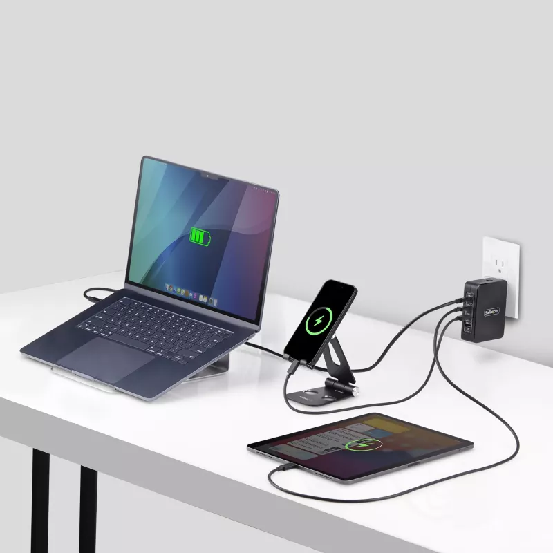Carregador de parede StarTech.com 140W USB-C, 3x USB-C/1x USB-A, PD 3.1 fonte de alimentação GaN internacional para MacBook/Dell XPS/Inspiron