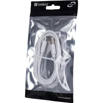 Cabo de sincronização/carregamento Sandberg MicroUSB 1m SAVER, 1 m, Micro-USB A, USB A, branco