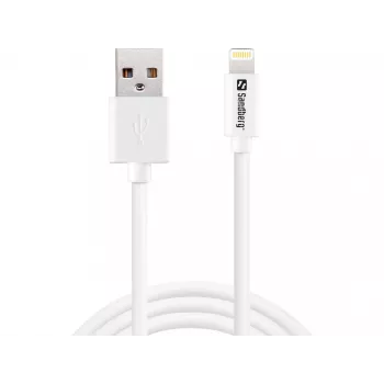 Cabo Sandberg USBLightning MFI 1m SAVER, 1 m, Lightning, USB A, ficha, ficha, branco