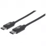 Cabo Manhattan USB-C para USB-C, 3 m, ficha macho para ficha macho, preto, 480 Mbit/s (USB 2.0), Hi-Speed USB, garantia vitalícia, equivalente a USB2CC3M