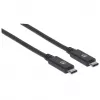 Cabo USB-C Manhattan USB31C5C1M 1m ficha macho para ficha macho preto