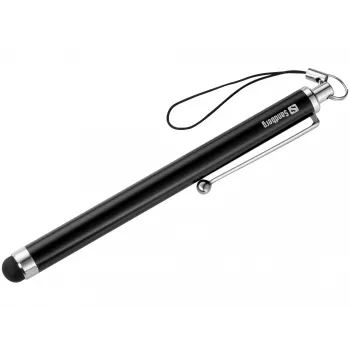 Caneta stylus para ecrã tátil Sandberg Saver, universal, qualquer marca, preto, prateado, metal, borracha, 1 unid., 100 mm