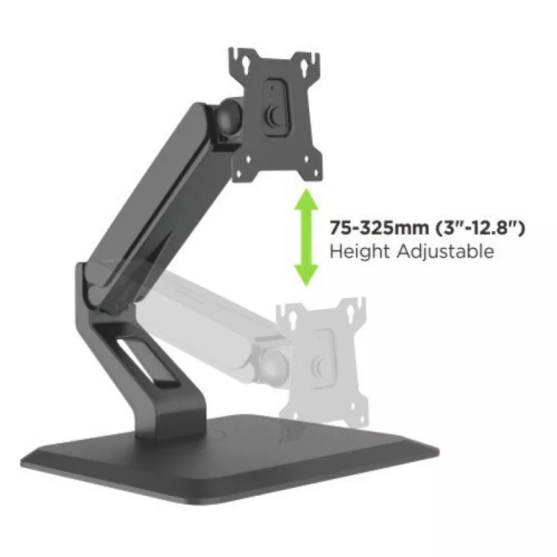 Techly ICA-LCD 35TS suporte de secretária para monitor tátil, 17-32 polegadas, até 10 kg, VESA 75x75/100x100, mola a gás, preto
